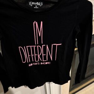 Mudd girls long sleeve graphic tshirt, black, 10